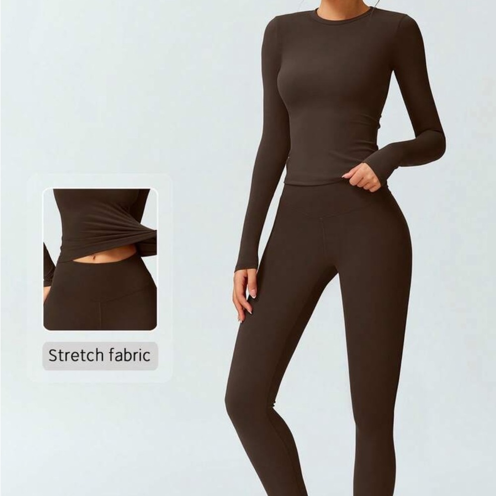 SHEIN Brown High-Waist Stretch Leggings